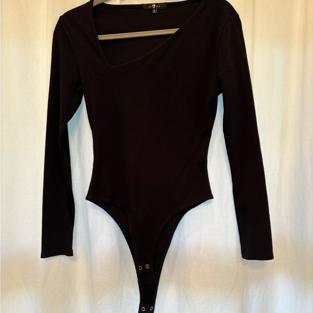 7 For All Mankind Black Ribbed Top